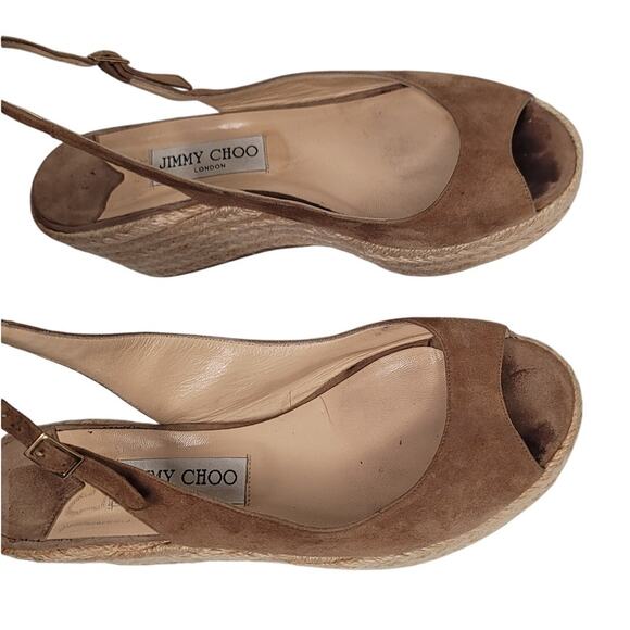 Jimmy Choo Tan Suede Espadrille Wedges - Size 39 EU/ 8.5-9 US - Picture 3 of 7